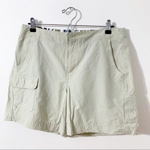 Isis for Women Tan Nylon Hiking Shorts Front Side and Extra Lower Front Pockets